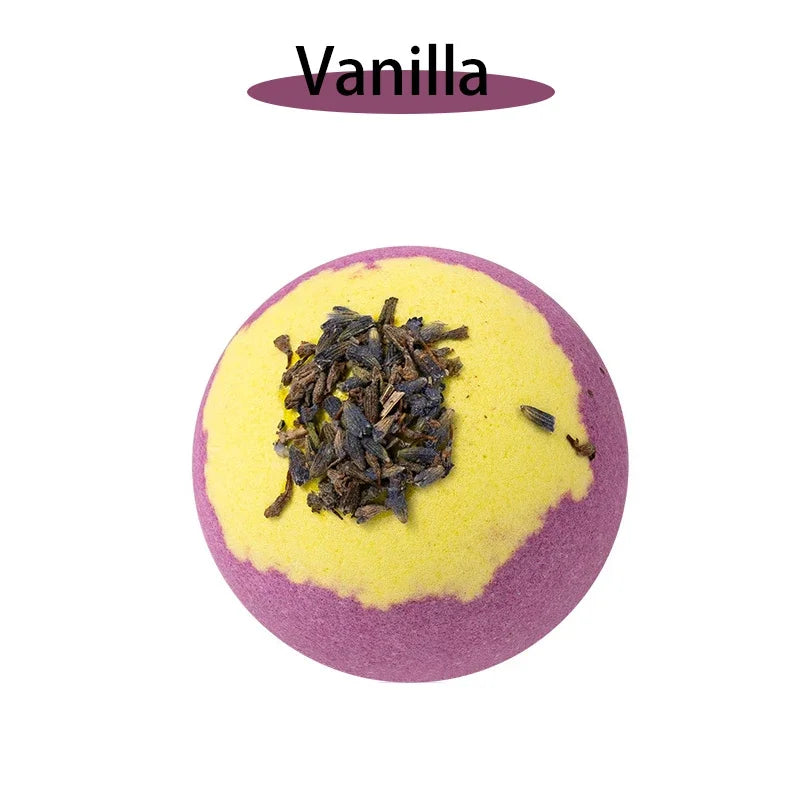 17 styles de boules de bain et de sels de douche aux fleurs séchées pour soulager les tensions, aux huiles essentielles naturelles et à bulles rebondissantes.
