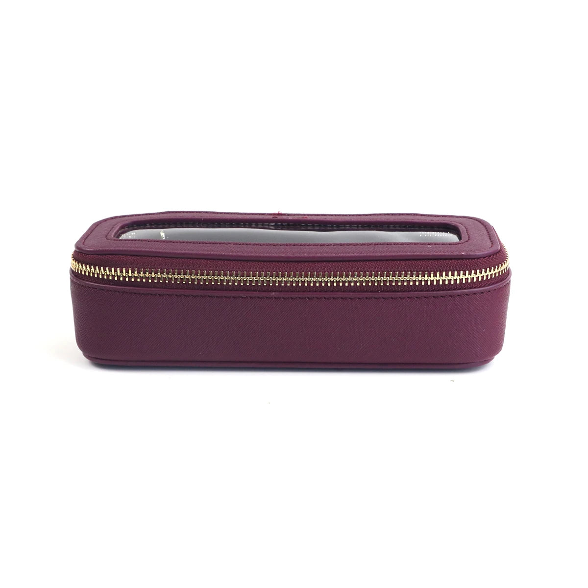 Boîte à pinceaux de maquillage transparente en cuir PU personnalisée avec nom