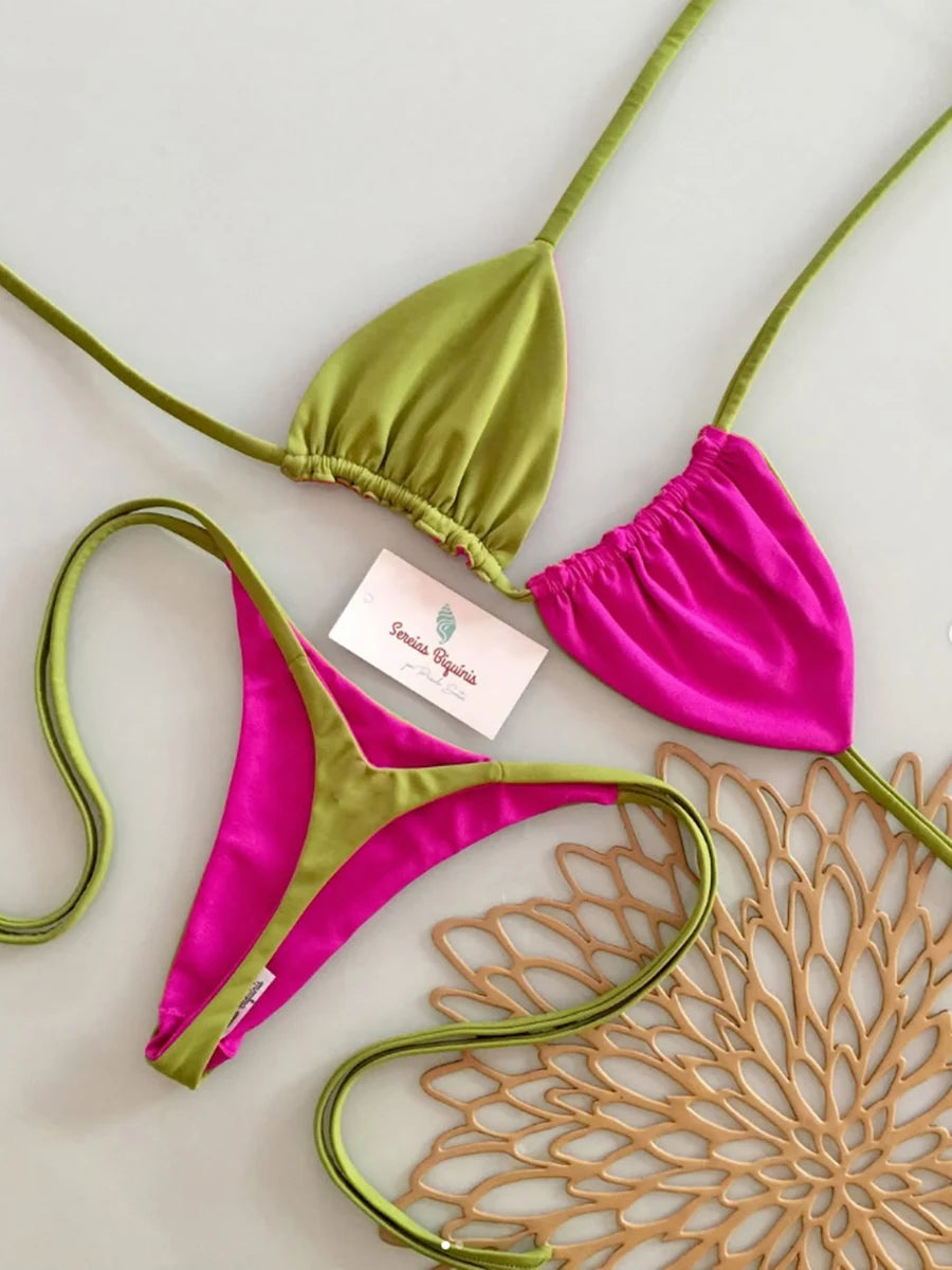 Micro-bikinis 2026 Maillot de bain femme, nouveau maillot de bain sexy, ensemble bikini dos nu, bikini brésilien, string, tenue de plage et de soirée