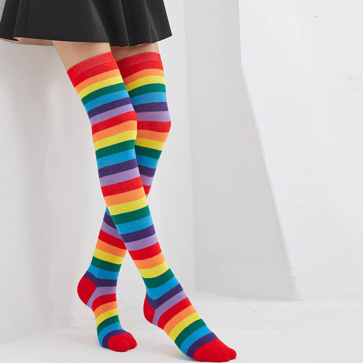 1/6 paires de bas rayés pour femmes, chaussettes hautes japonaises tendance, chaussettes fines et chaudes à rayures noires et blanches