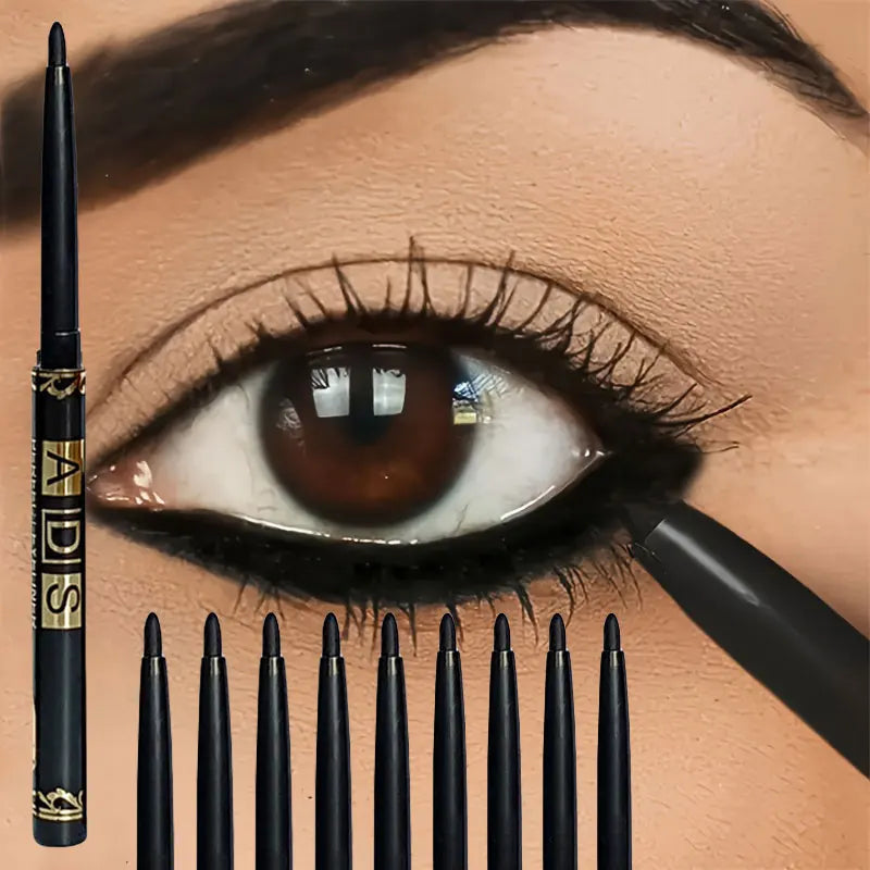Crayon eye-liner noir longue tenue, waterproof, anti-bavures et anti-transpiration, pour un maquillage des yeux audacieux, lot de 3 ou 9 pièces. Cadeau idéal.