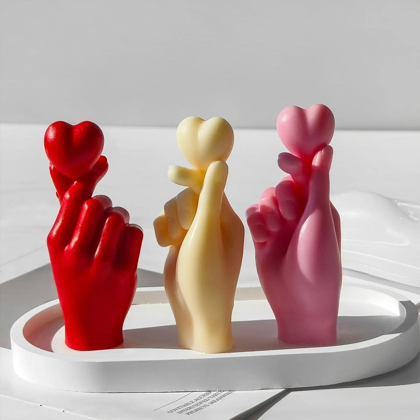 Moule en silicone pour bougie parfumée artisanale en forme de cœur avec les doigts, idéal pour la Saint-Valentin. Moule en plâtre et résine pour la fabrication de savons et de bougies. Fournitures pour la fabrication de bougies et de savons.