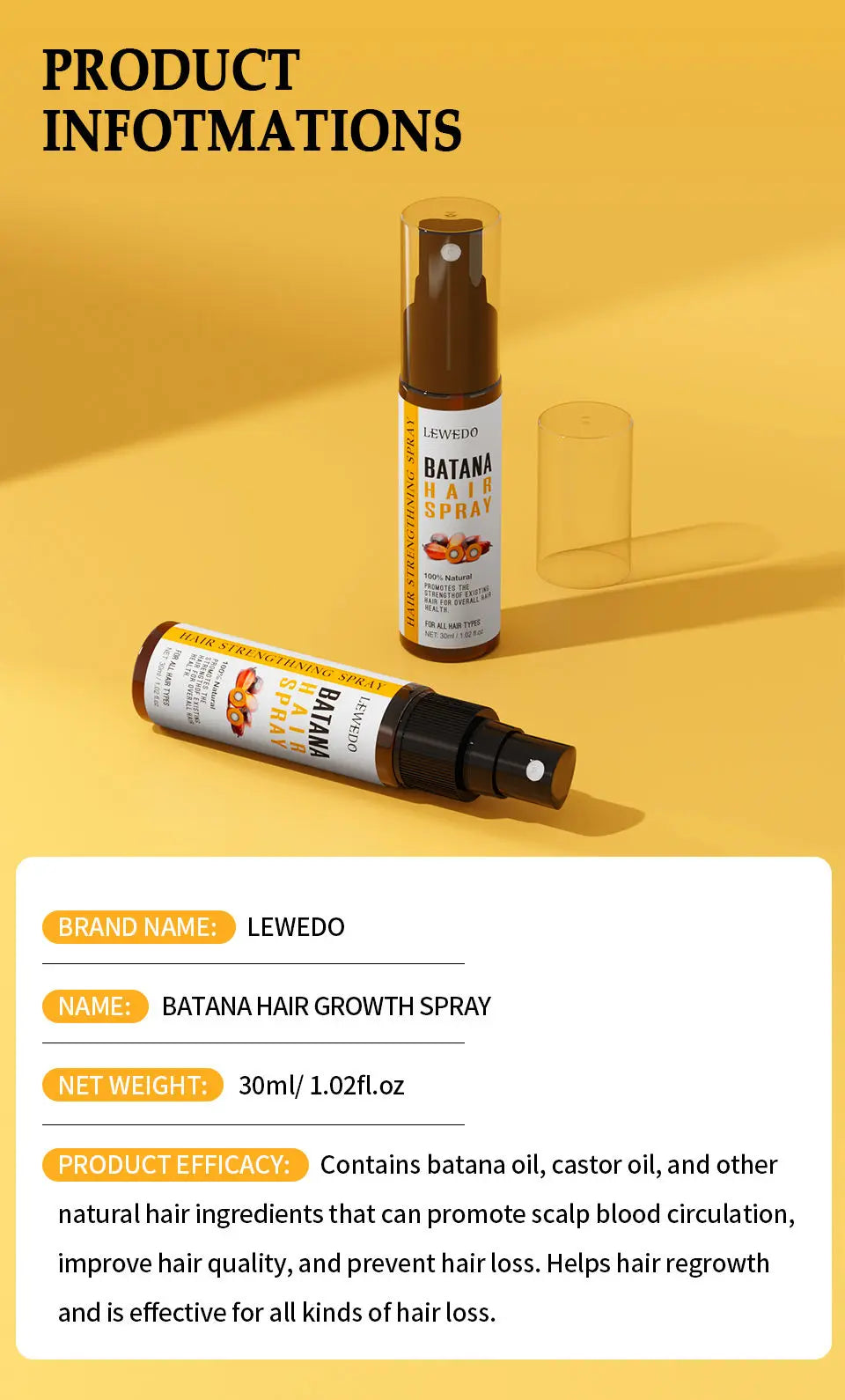 Huile capillaire 100% pure Batana pour la croissance des cheveux : soin naturel, nourrit, réduit la chute, prévient la casse et épaissit les cheveux.