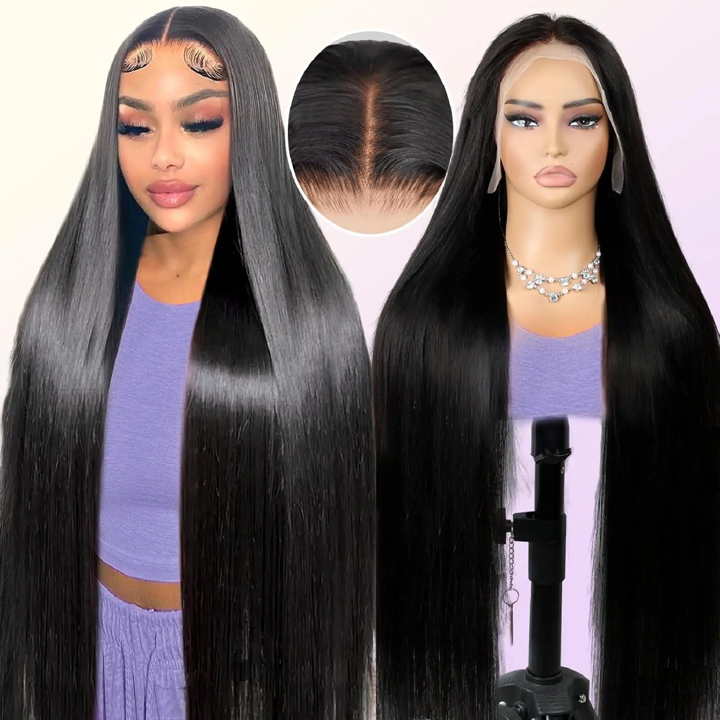 Perruques en cheveux humains lisses noirs naturels avec bordure en dentelle frontale 13x4 13x6 HD, perruques en cheveux humains avec bordure en dentelle frontale transparente pour femmes, densité 220 %