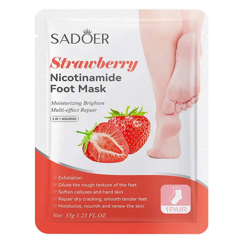 6 paires de masques pour les pieds SADOER Fruits, masque exfoliant hydratant pour les pieds, soin spa des pieds et pédicure.