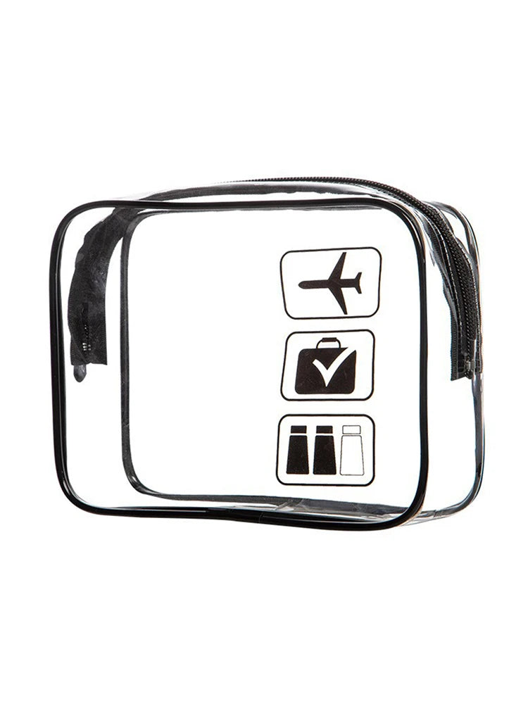 Trousse cosmétique 3 pièces transparente, trousse de toilette, format cabine, conforme aux normes des compagnies aériennes, trousse de toilette de voyage pratique.