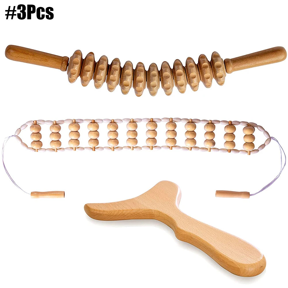 Kit complet de massothérapie corporelle en bois : outils de massothérapie en bois colombien pour massage réducteur et remodelage corporel.