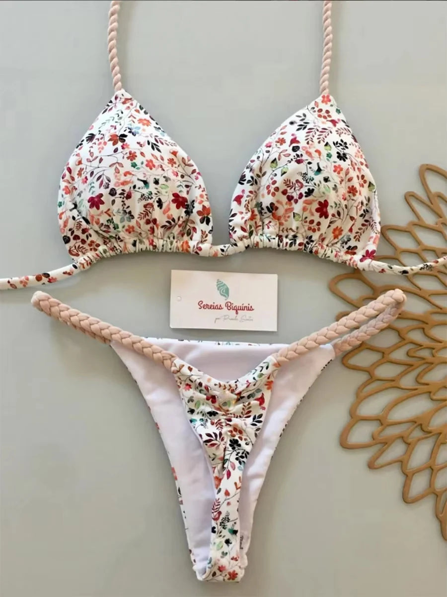 Micro-bikinis 2026 Maillot de bain femme, nouveau maillot de bain sexy, ensemble bikini dos nu, bikini brésilien, string, tenue de plage et de soirée
