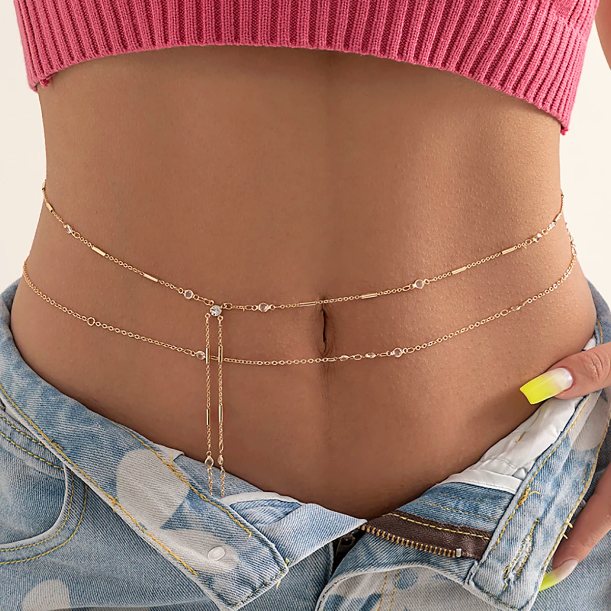 PuRui Ceinture de ventre sexy en cristal et verre, chaîne de taille pour femmes, accessoires de plage, bikinis et festivals d'été, bijoux de corps