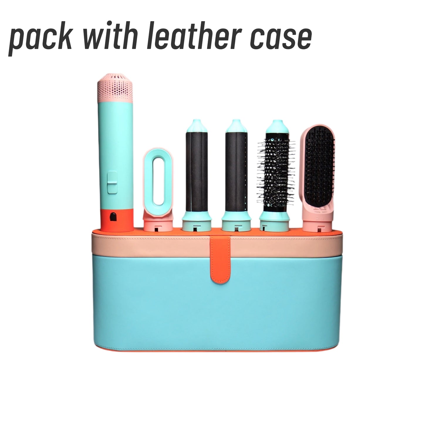 Sèche-cheveux multifonction 5 en 1 au design innovant, avec fer à boucler, brosse à air chaud et styler intégré.
