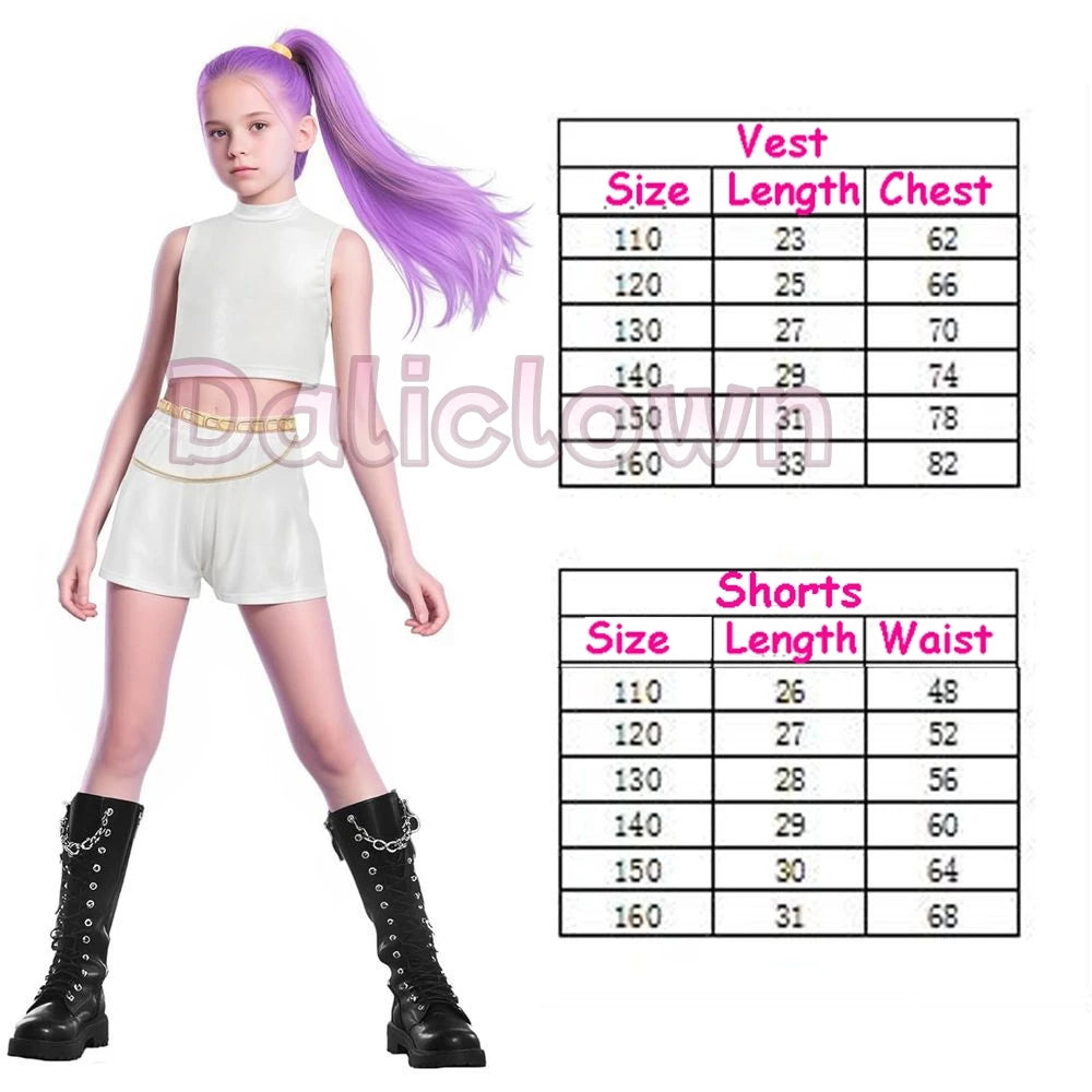 Costume de cosplay KDPop pour enfant (Rumi, Zoey, Mira) - Déguisement de Golden Huntrix pour spectacle ou fête d'Halloween