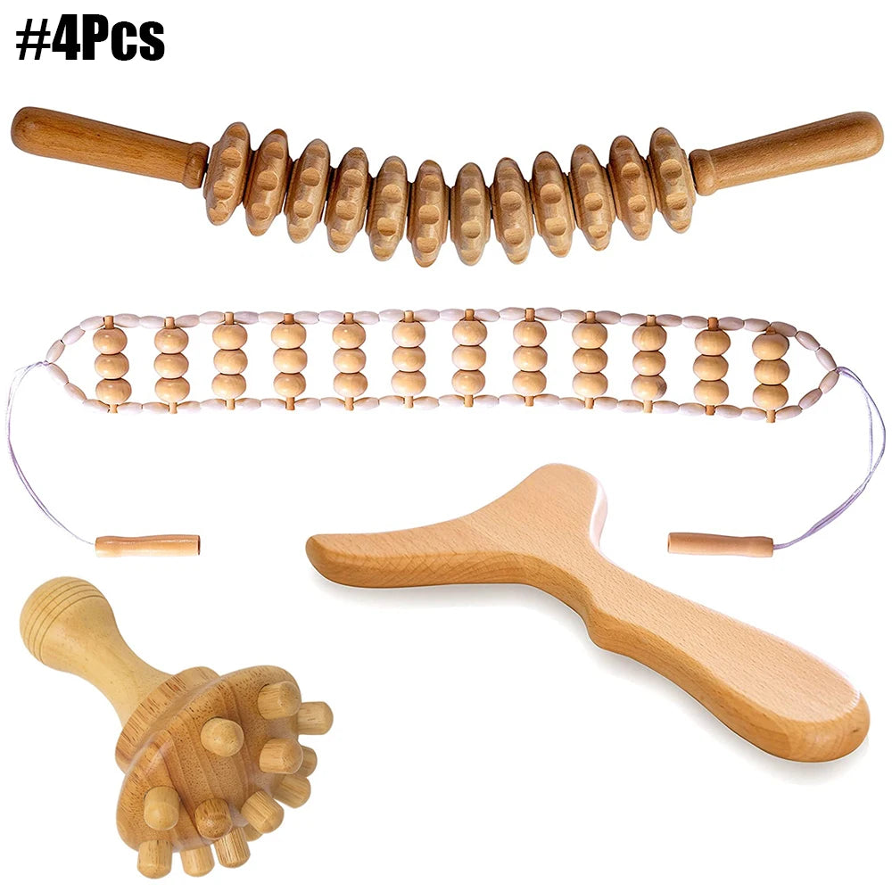 Kit complet de massothérapie corporelle en bois : outils de massothérapie en bois colombien pour massage réducteur et remodelage corporel.