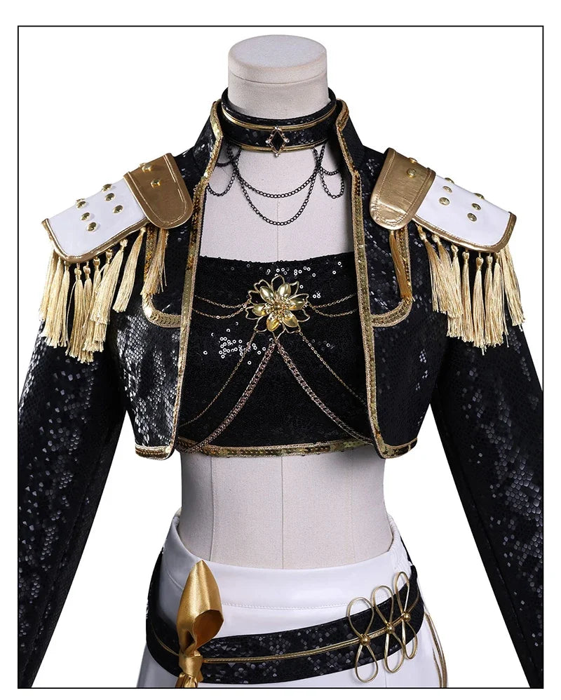Costume de cosplay K-Pop Rumi Zoey Mira noir et doré, perruque, tenue pour fille, déguisement pour Halloween ou jeu de rôle