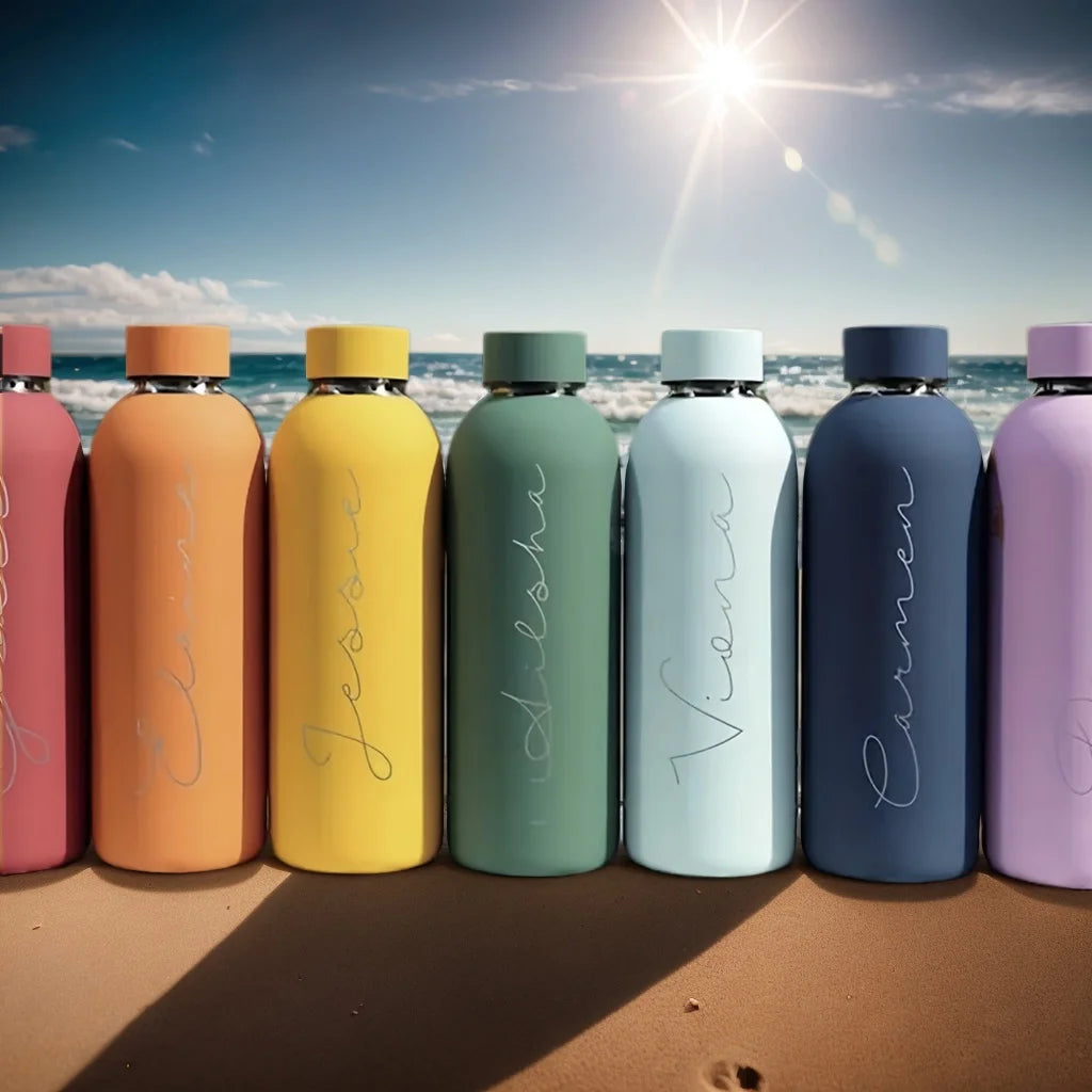 Bouteille isotherme personnalisée avec logo et nom, grande capacité, en acier inoxydable, 500 ml, idéale pour les sports de plein air et les voyages.