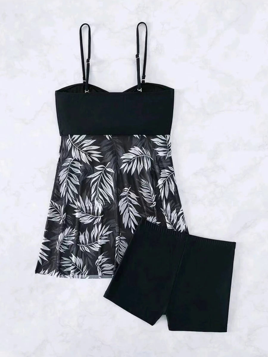 Robe courte avec short intégré, maillot de bain femme, rembourré, imprimé, tenue de plage été