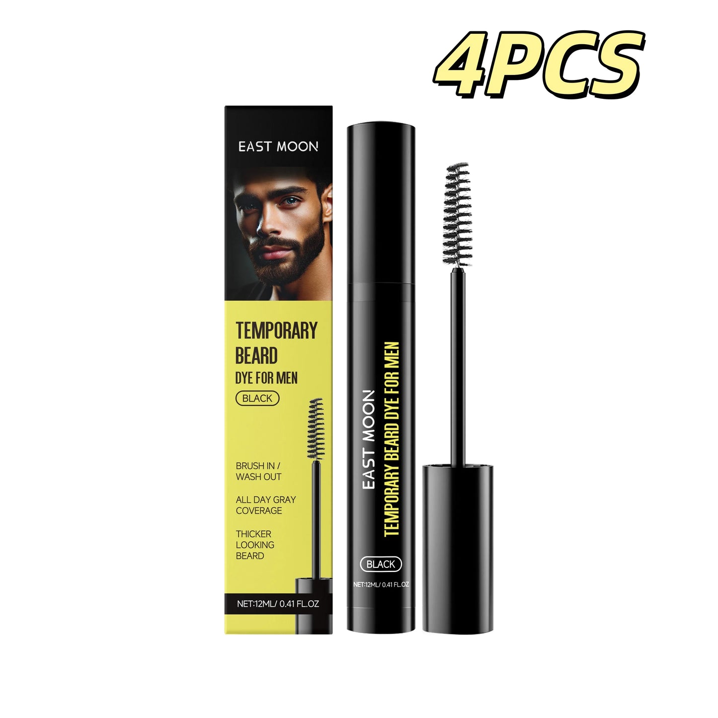 Teinture pour barbe East Moon Natural Black pour hommes : stylo colorant permanent, imperméable et portable, pour une barbe et une moustache impeccables.