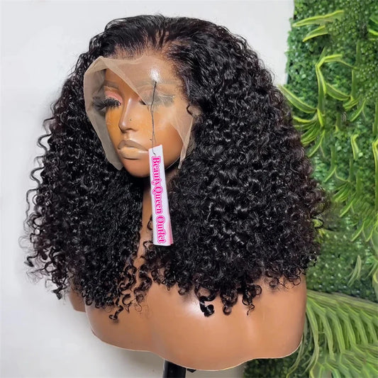 Bob court brésilien 100% cheveux humains, lace frontale 13x4, ondulations profondes, perruque bouclée avec fermeture en dentelle 4x4 pour femmes