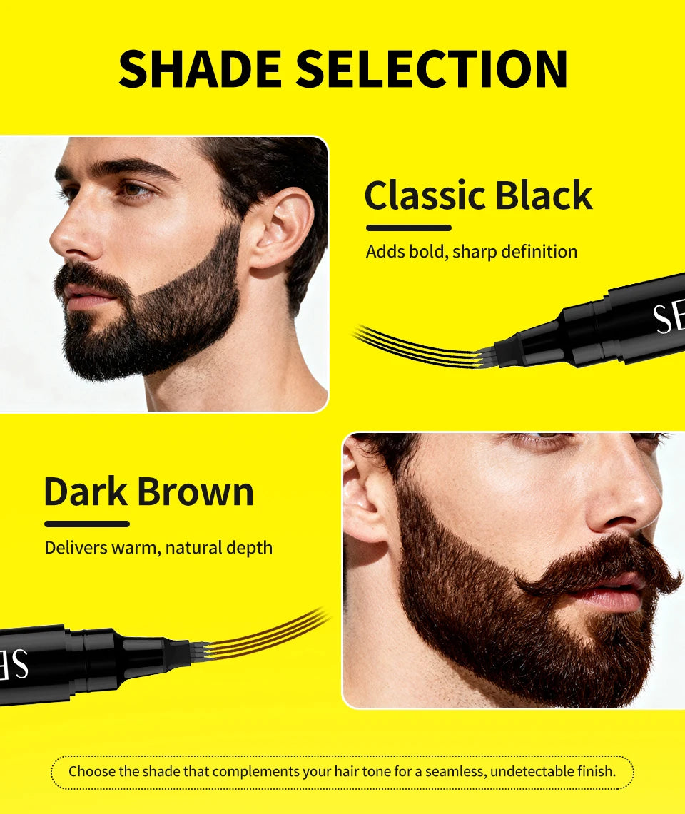 Stylo à barbe pour homme, stylo de teinture pour barbe, stylo de mise en forme étanche 2 en 1, stylo de coloration temporaire portable pour moustache, double embout
