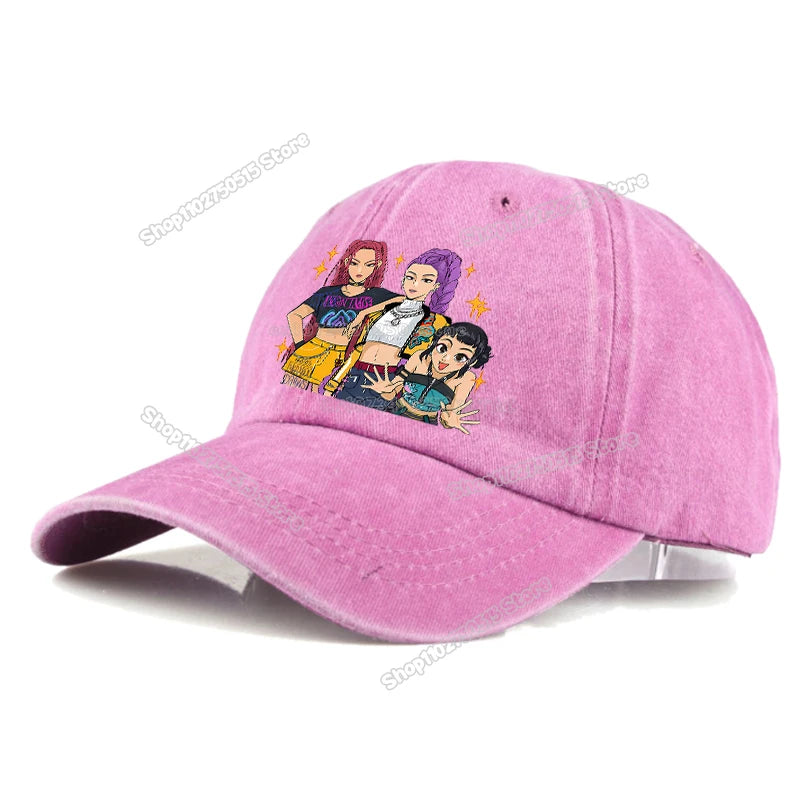 Casquettes de baseball rétro délavées KPop Demon Hunters pour femmes et filles, style snapback, idéales pour les voyages et les activités de plein air, avec visière et style hip-hop.