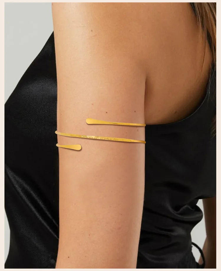 Bracelet manchette pour femme, bracelet minimaliste plaqué or, bijou de bras tendance pour soirée