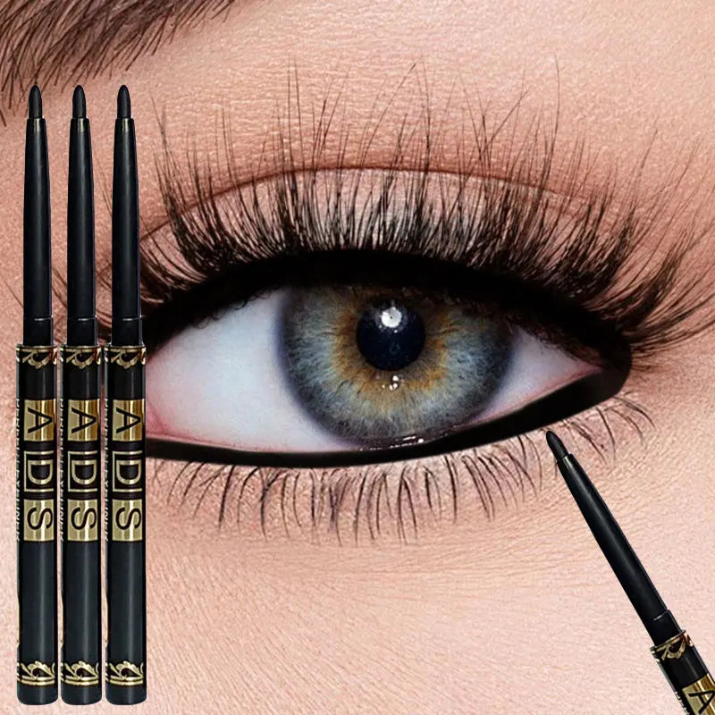 Crayon eye-liner noir longue tenue, waterproof, anti-bavures et anti-transpiration, pour un maquillage des yeux audacieux, lot de 3 ou 9 pièces. Cadeau idéal.