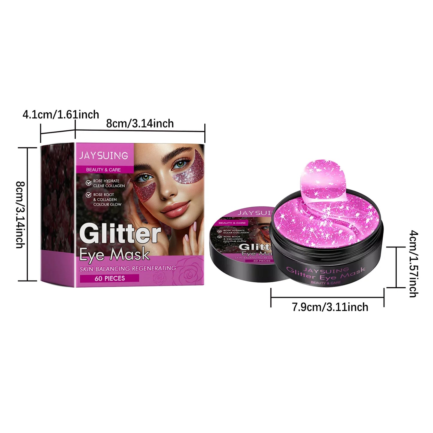 Masque contour des yeux pailleté anti-rides, estompe les ridules, raffermit le gel, élimine les cernes, anti-poches, nourrit et hydrate les yeux. Patchs contour des yeux