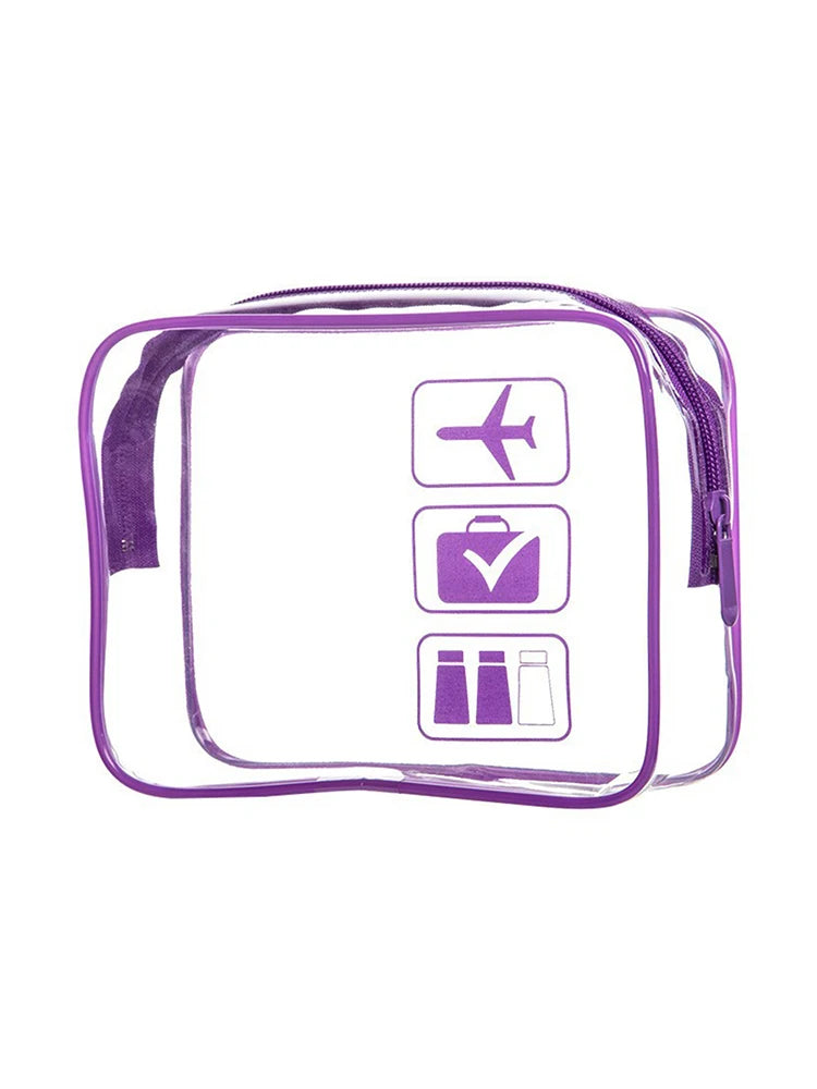 Trousse cosmétique 3 pièces transparente, trousse de toilette, format cabine, conforme aux normes des compagnies aériennes, trousse de toilette de voyage pratique.