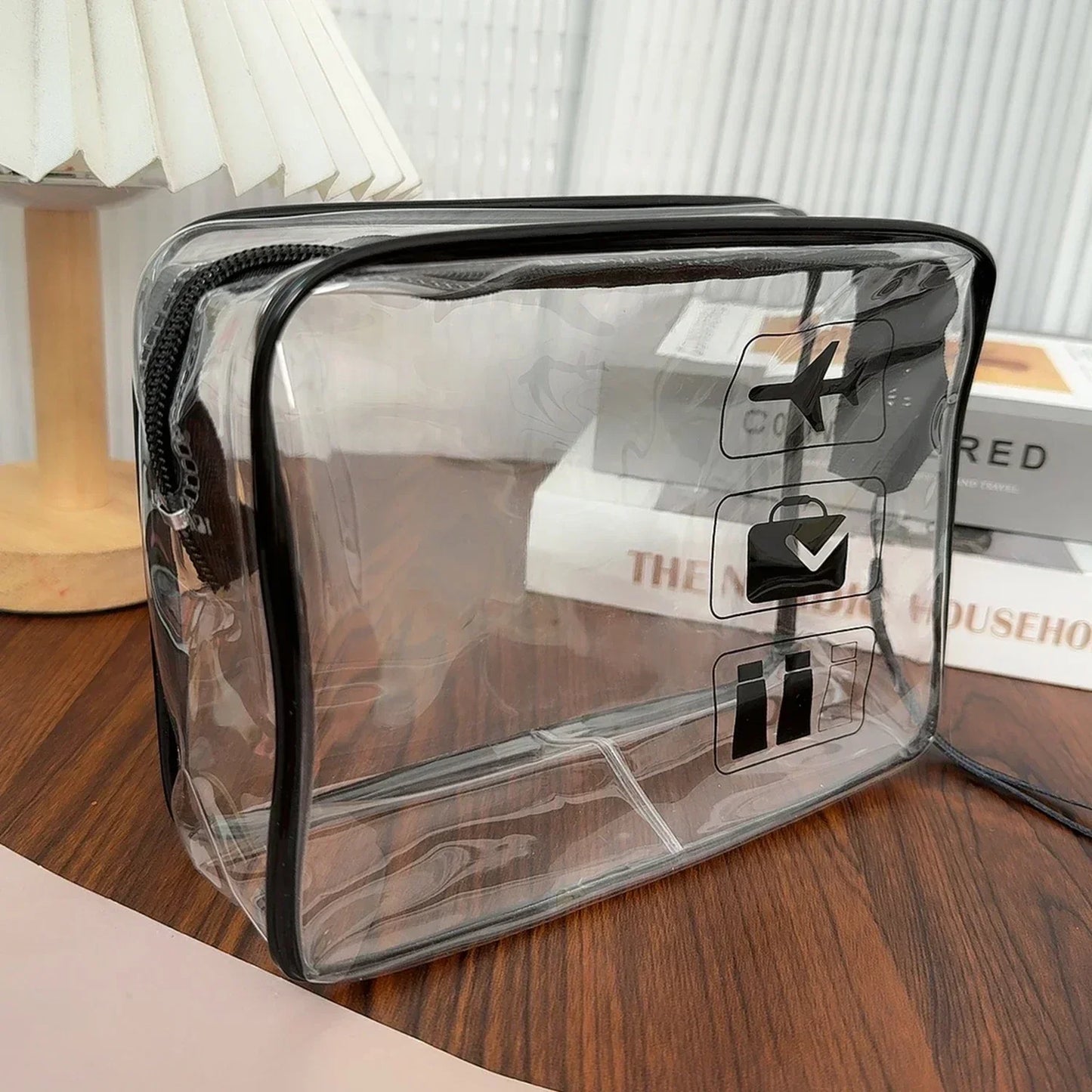 Trousse de maquillage transparente à fermeture éclair (1 ou 3 pièces) pour homme et femme, idéale pour les voyages.