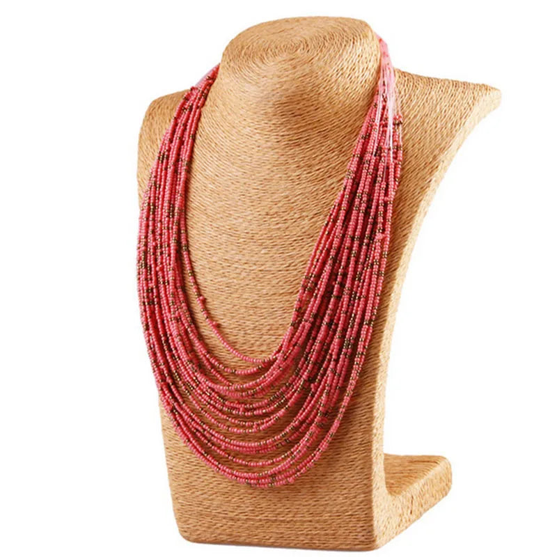Collier statement pour femme Collier Femme  Mode bohème Perles Multi-rangs Colliers ras du cou et pendentifs Bijoux Collares