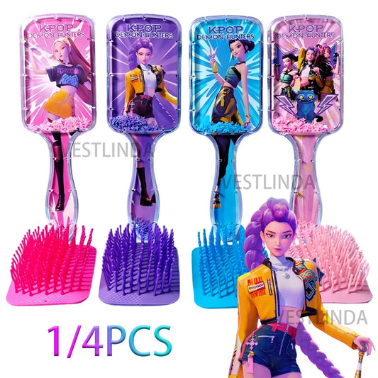 1/4 peignes K-Pop Demon Hunters, série anime, peigne de massage à coussin d'air périphérique, cadeau pour enfants, filles et étudiantes, idéal pour les fans.