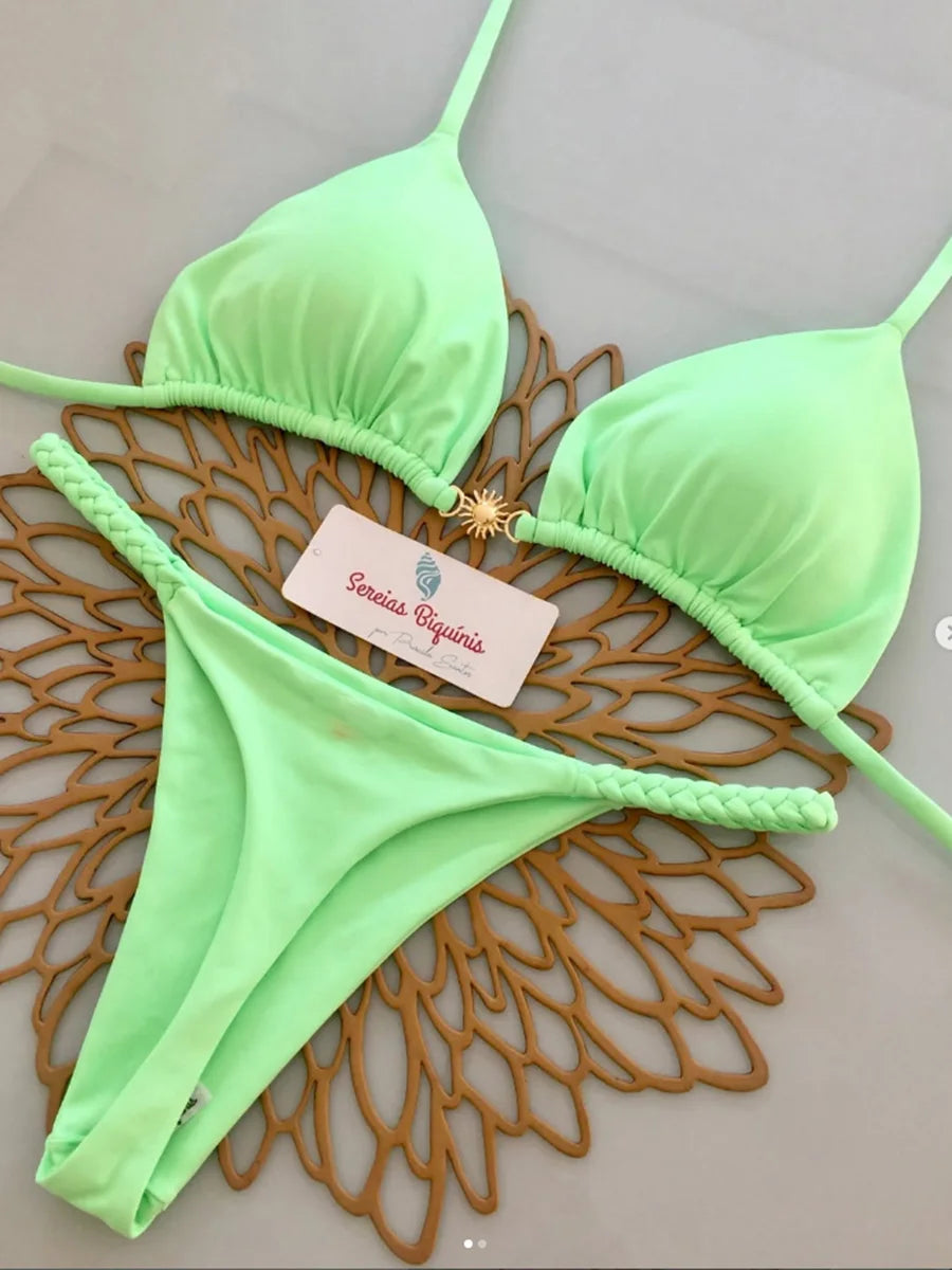 Micro-bikinis 2026 Maillot de bain femme, nouveau maillot de bain sexy, ensemble bikini dos nu, bikini brésilien, string, tenue de plage et de soirée