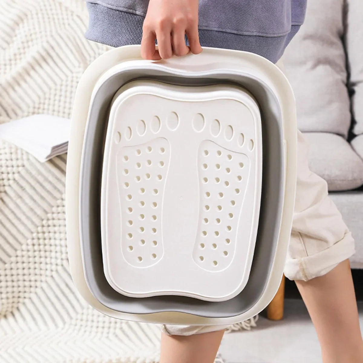 Bassin de bain de pieds portable et pliable (1 pièce) - Spa relaxant pour les pieds avec masseur intégré - Bain profond pour un confort optimal