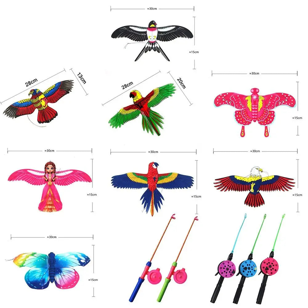 Cerf-volant aigle en plastique transparent, ligne de 30 mètres, grand aigle volant, cadeau pour enfants, cerf-volant de dessin animé, sorties en famille, jardin