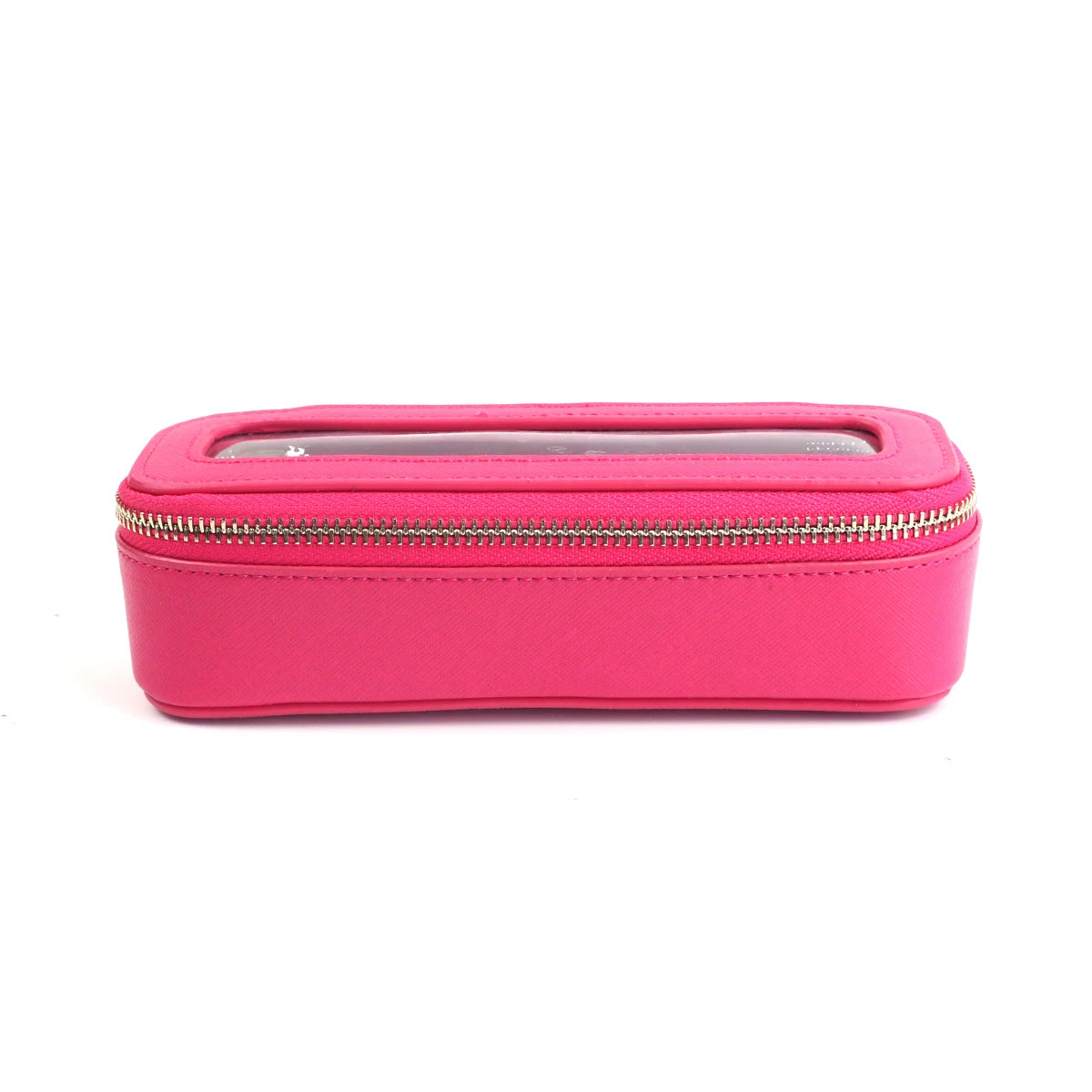 Boîte à pinceaux de maquillage transparente en cuir PU personnalisée avec nom