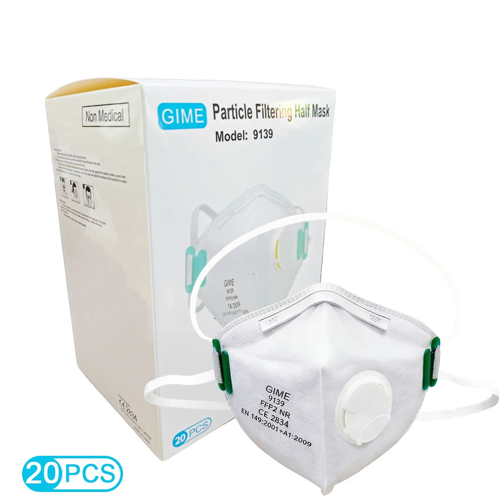 Masques FFP2 (lot de 20 ou 40) EN149:2001+A1:2009, pliables, certifiés CE, protection PM2.5 (95 %), avec filtre hygiénique.