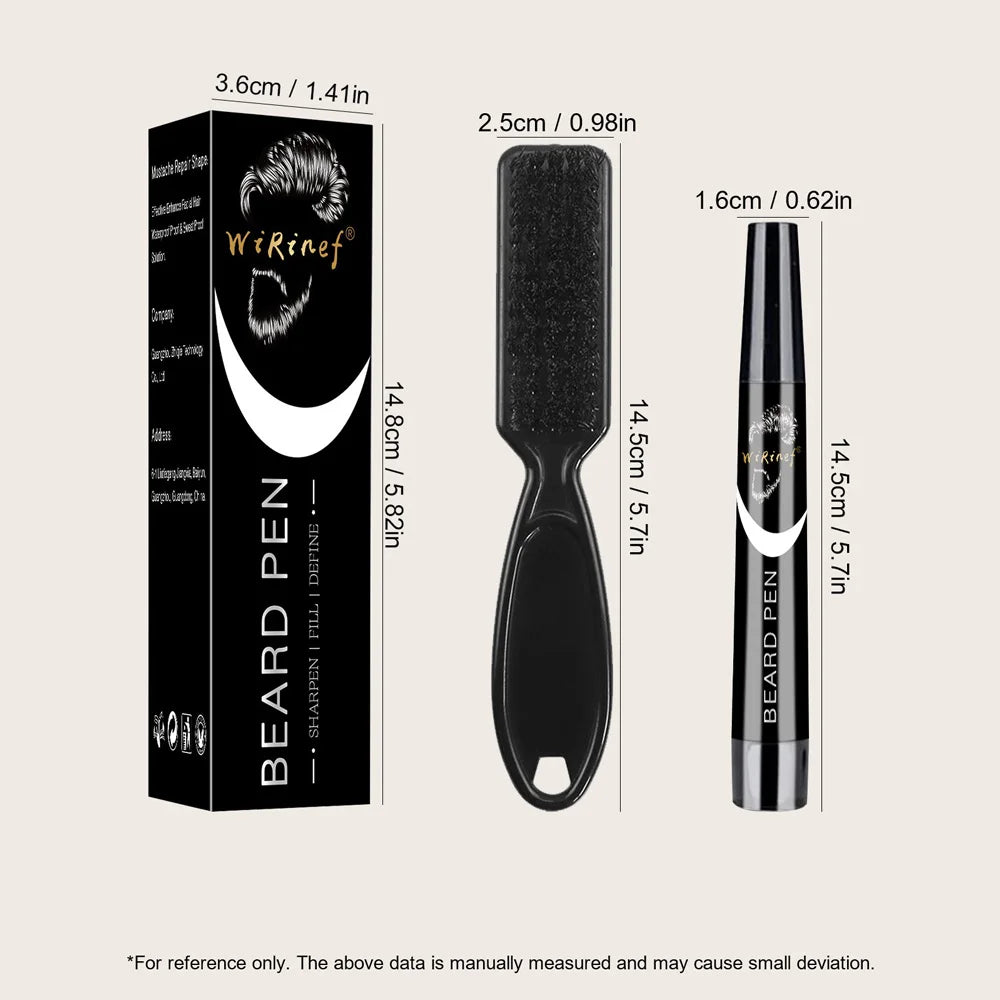 Kit de coiffure à barbe multi-usages comprenant un crayon noir, un pinceau et un outil pour couvrir les zones de poils du visage.