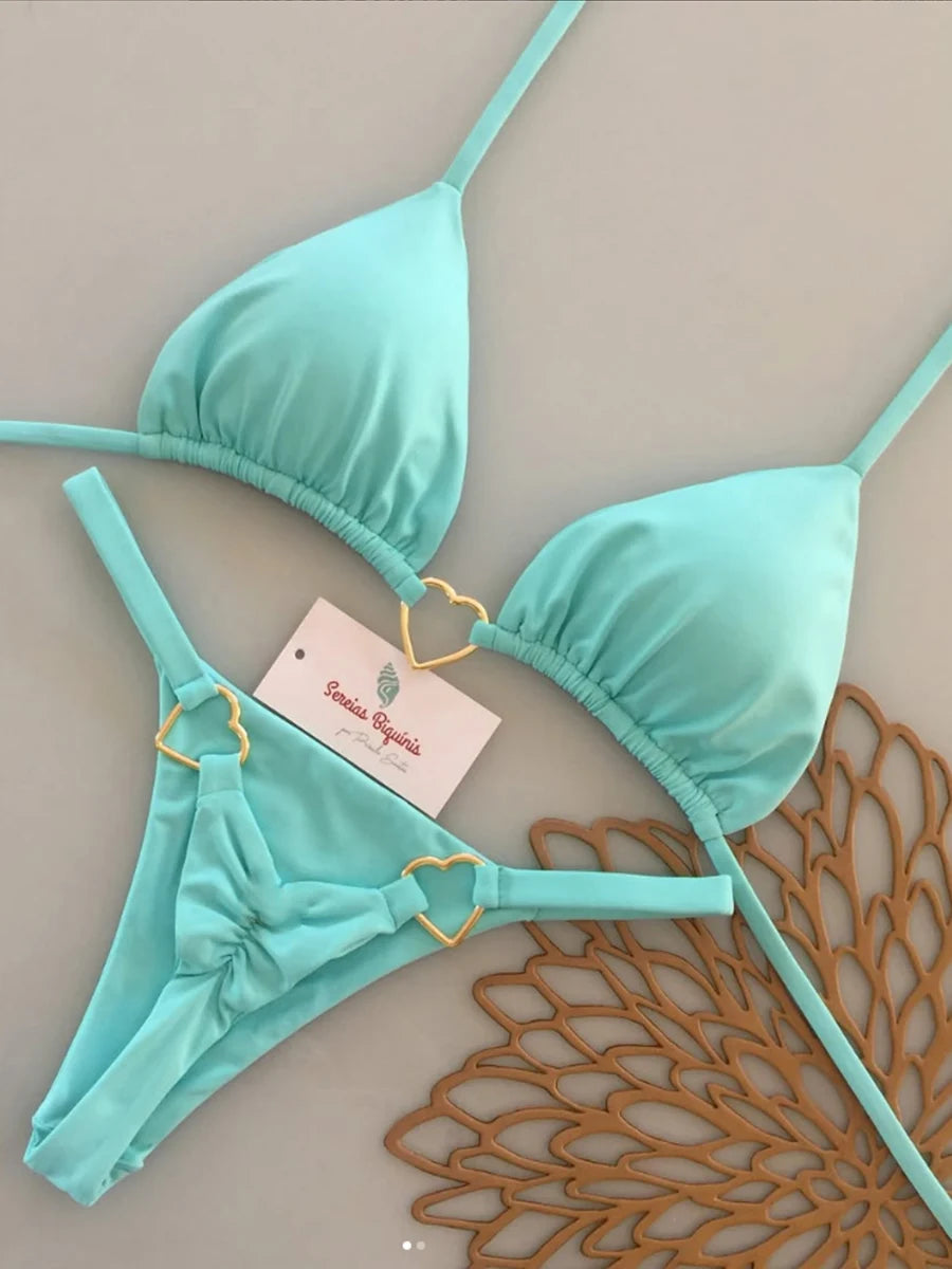 Micro-bikinis 2026 Maillot de bain femme, nouveau maillot de bain sexy, ensemble bikini dos nu, bikini brésilien, string, tenue de plage et de soirée