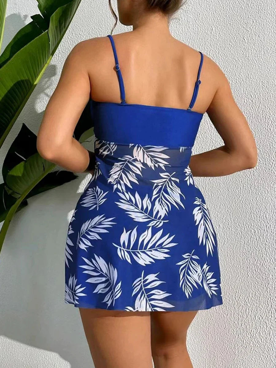 Robe courte avec short intégré, maillot de bain femme, rembourré, imprimé, tenue de plage été