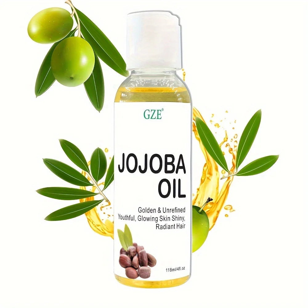 Huile de jojoba bio GZE, huile hydratante pure pour le visage, les cheveux, la peau et les ongles | Huile végétale naturelle pressée à froid sans hexane