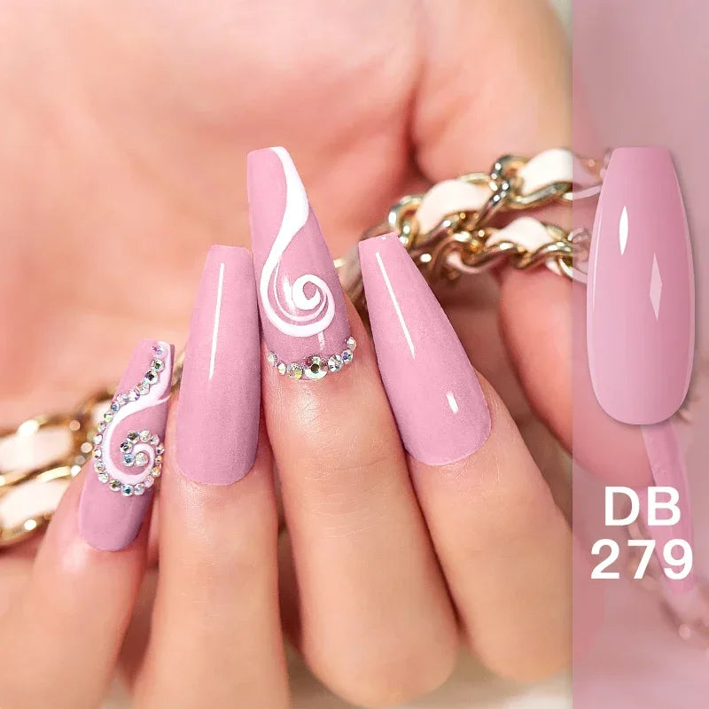 Kit de manucure semi-permanent MTSSII (12 pièces) : vernis gel semi-permanent à tremper, rose nude, rouge pailleté, UV, à paillettes. Fournitures pour ongles à faire soi-même.