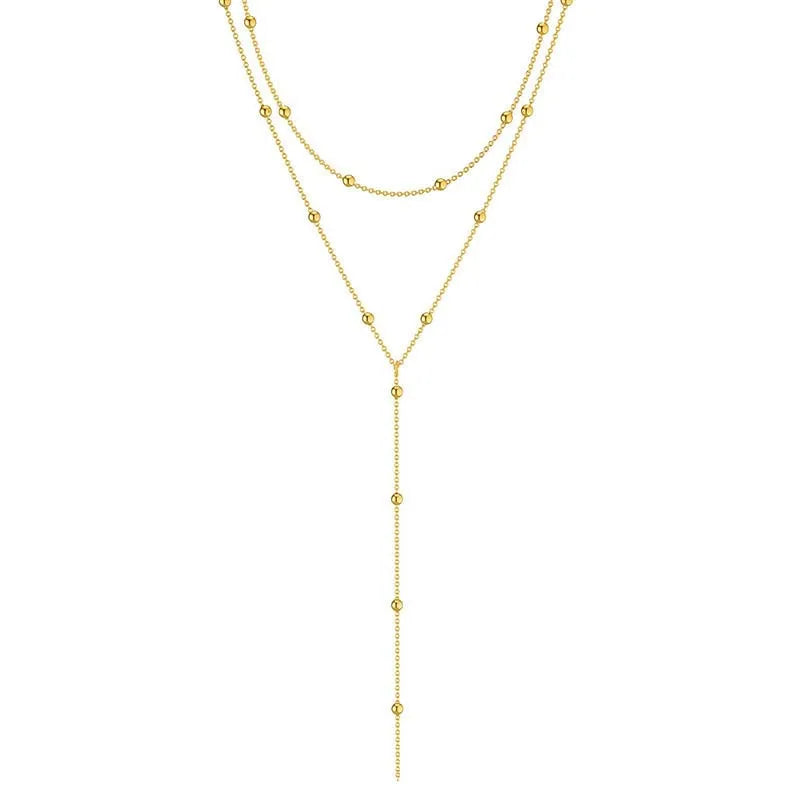 Collier ras-de-cou plaqué or pour femme, double chaîne longue avec pendentif, cadeau tendance