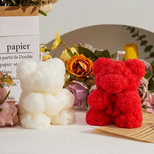 Bougie parfumée ours en rose, nœud papillon, ours en rose, décoration intérieure, cadeau de mariage, modelage fait main