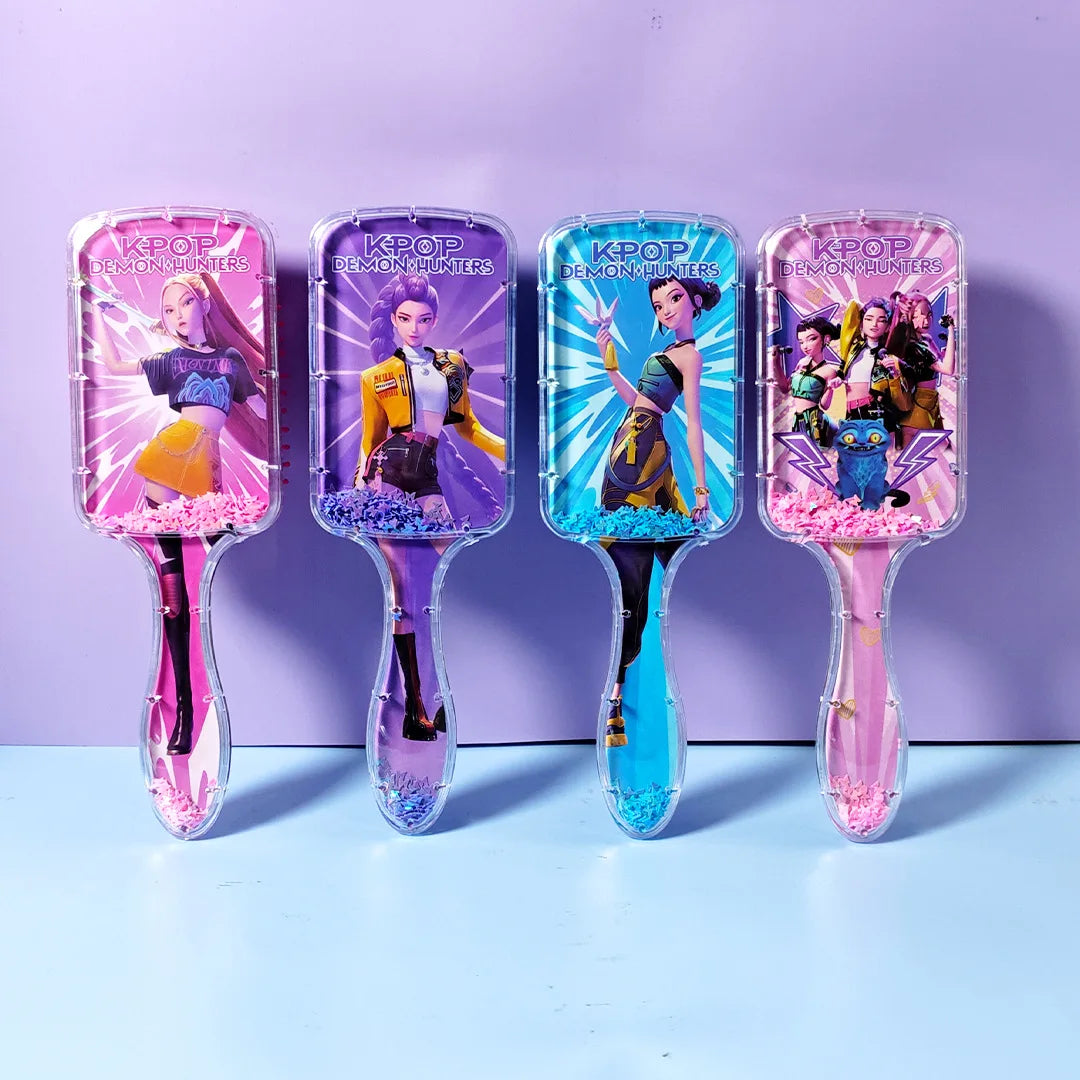 1/4 peignes K-Pop Demon Hunters, série anime, peigne de massage à coussin d'air périphérique, cadeau pour enfants, filles et étudiantes, idéal pour les fans.