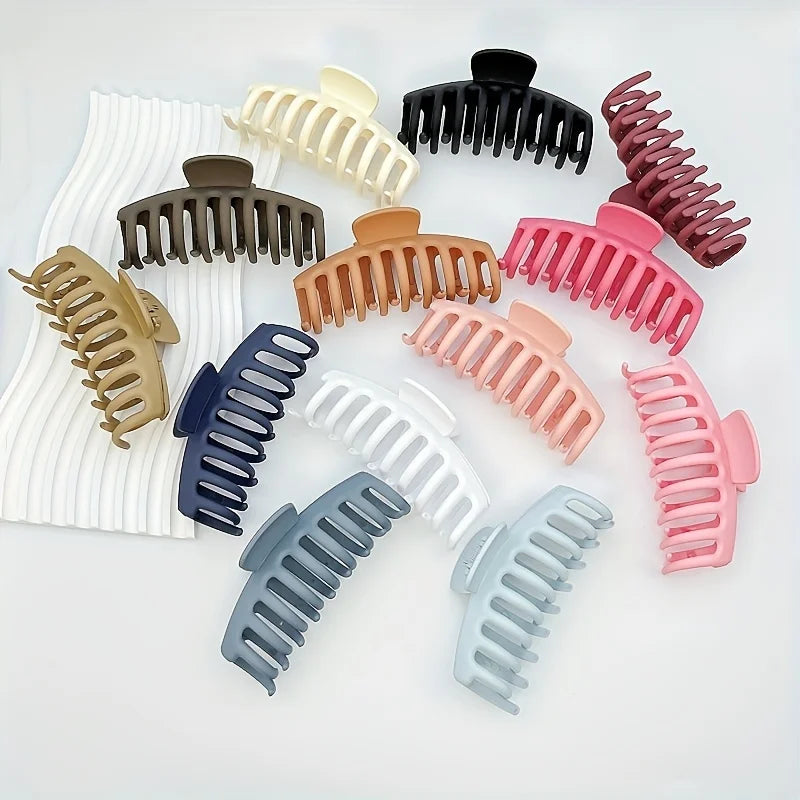 Lot de 4 pinces à cheveux Keel de 11 cm (4,33 pouces), grandes, antidérapantes et épaisses, en plastique mat, pour chignon rapide. Accessoires pour cheveux pour femmes.