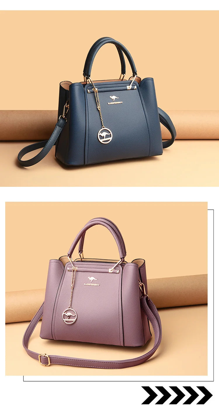 Sac bandoulière de luxe pour femme, 3 compartiments, grande capacité, en cuir, style cabas/sac messager.