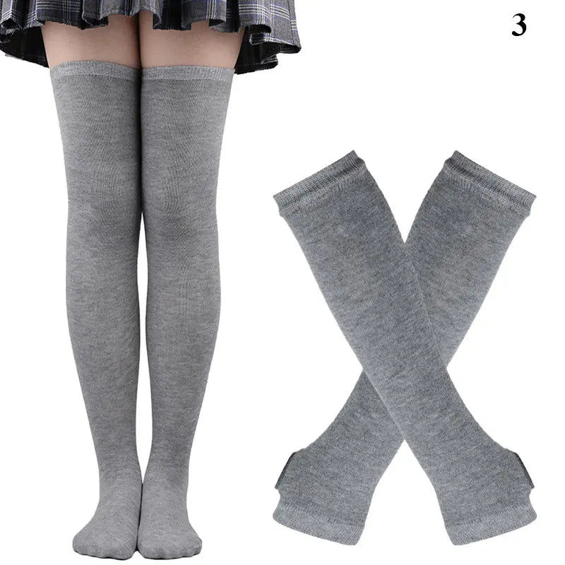 Chaussettes hautes rayées noires et blanches, chaussettes montantes sexy et fines en coton, chaussettes de cosplay