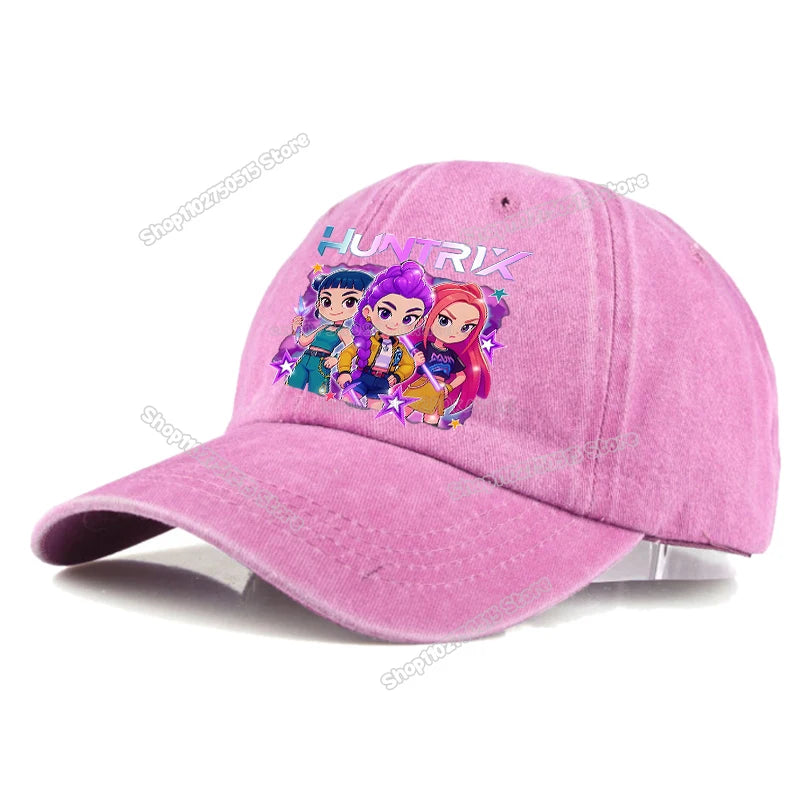 Casquettes de baseball rétro délavées KPop Demon Hunters pour femmes et filles, style snapback, idéales pour les voyages et les activités de plein air, avec visière et style hip-hop.