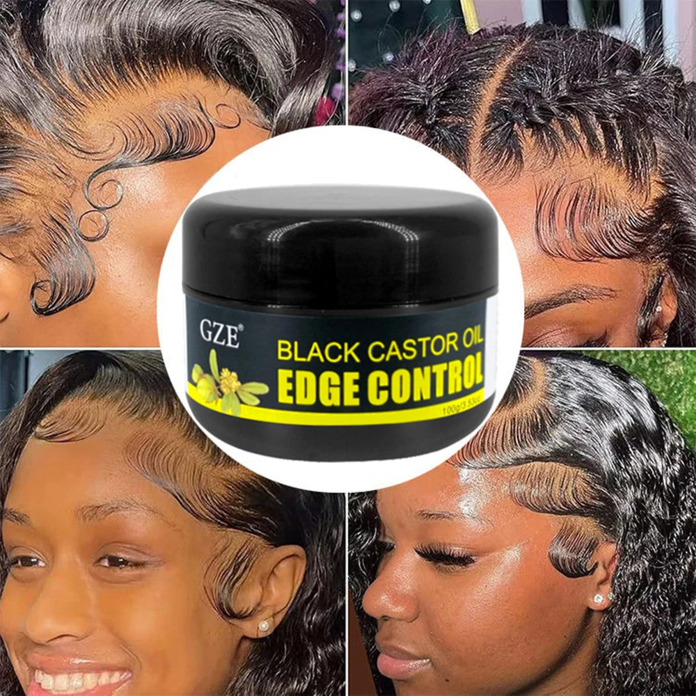 Gel coiffant GZE African Black Castor Extra Hold Braid, contient de l'huile de ricin noire et de l'huile de coco, pour le contrôle des bords et les cheveux.