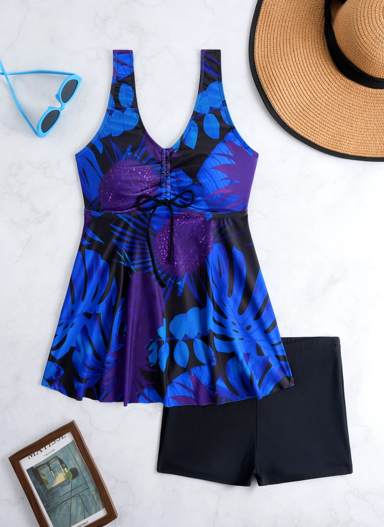 Maillot de bain deux pièces imprimé  pour femme, ensemble tankini, robe de plage, maillot de bain, tenue de plage XXL