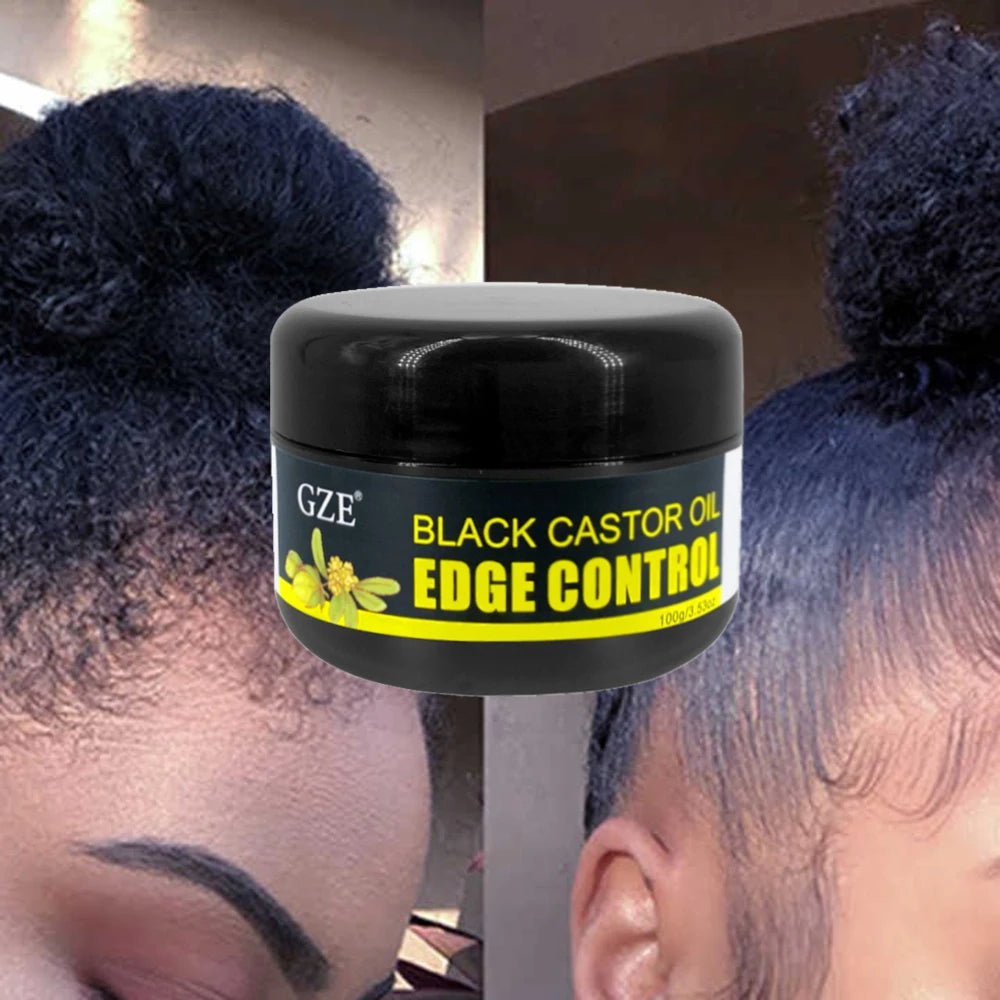 Gel coiffant GZE African Black Castor Extra Hold Braid, contient de l'huile de ricin noire et de l'huile de coco, pour le contrôle des bords et les cheveux.